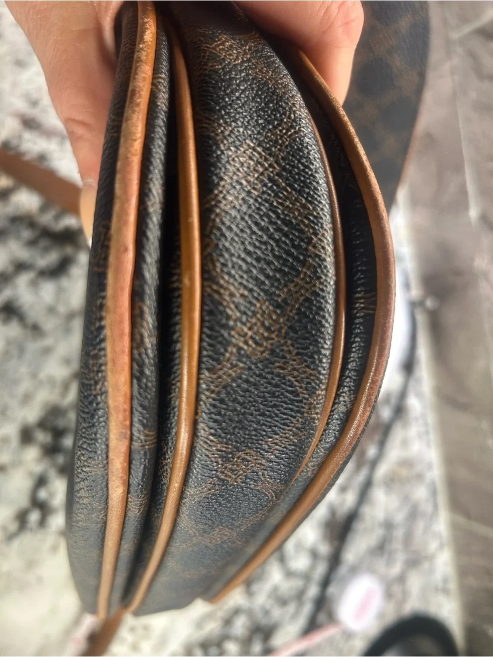 BALLY Brown and Tan leather Monogram Crossbody Bag Flap EUC